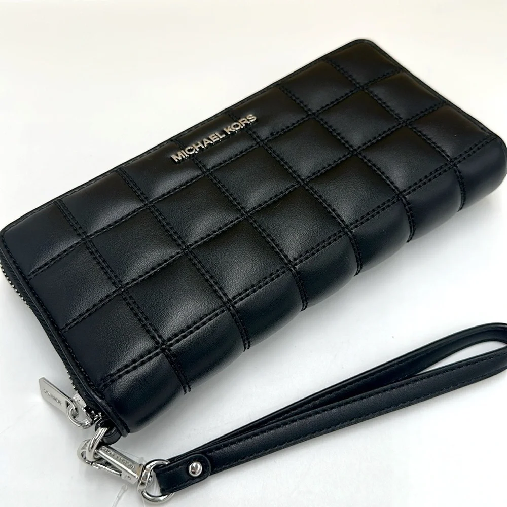MICHAEL KORS Continental Wristlet Phone Case Wallet Black  NWT